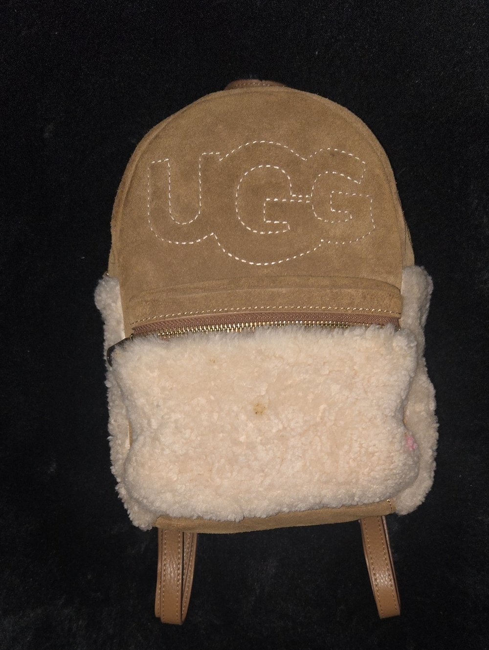 UGG Kids Tan Suede & Cream Shearling Backpack